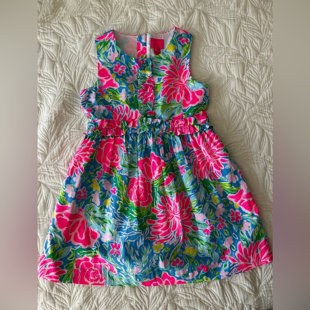 Lilly Pulitzer Vibrant Pink and Blue Floral Dress